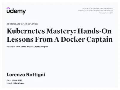Kubernetes-Zertifizierung von Lorenzo Rottigni