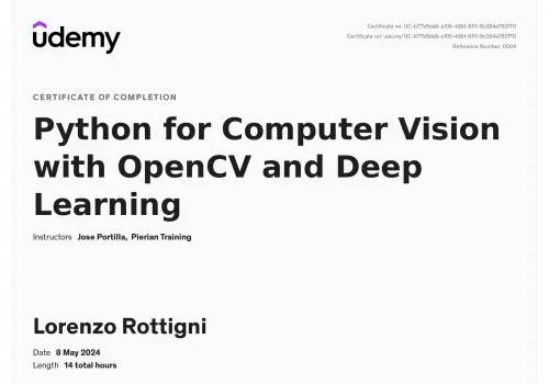 Computer-Vision-Zertifizierung von Lorenzo Rottigni