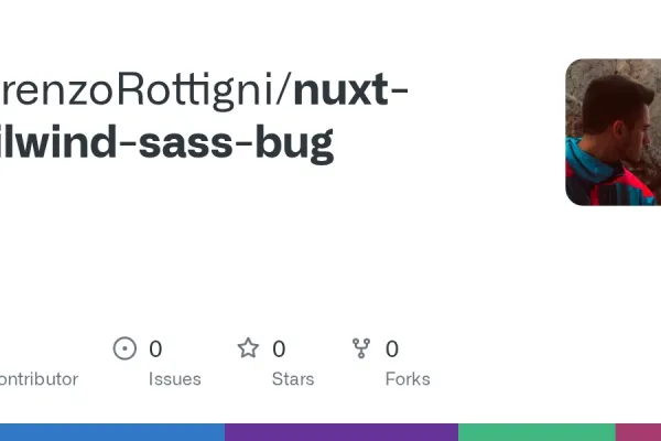 Screenshot des GitHub-Repositories nuxt-tailwind-sass-bug